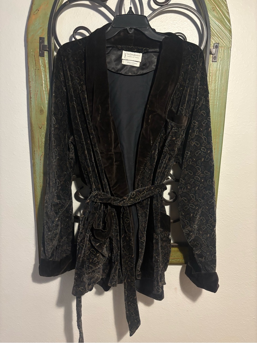 Yves saint laurent paisley velour jacket size xl